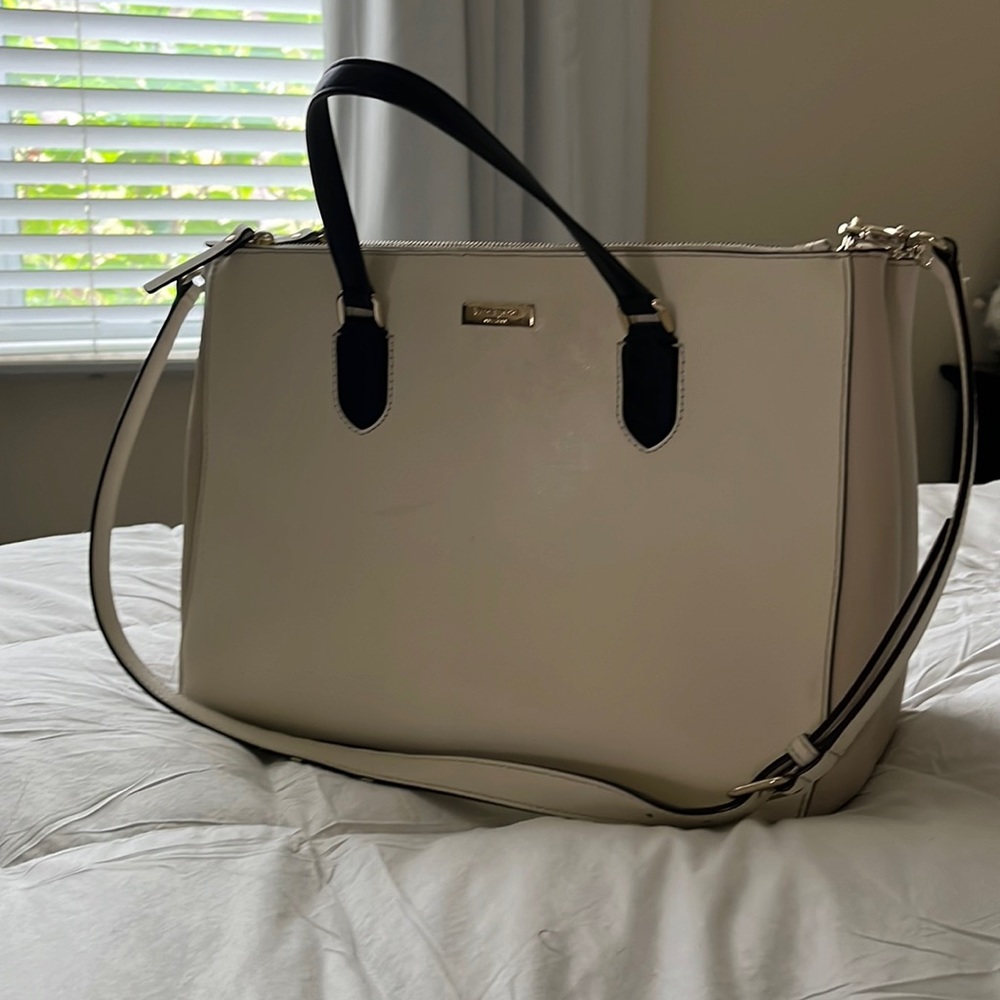 Kate Spade Laurel Way color block purse (white,beige, and black)